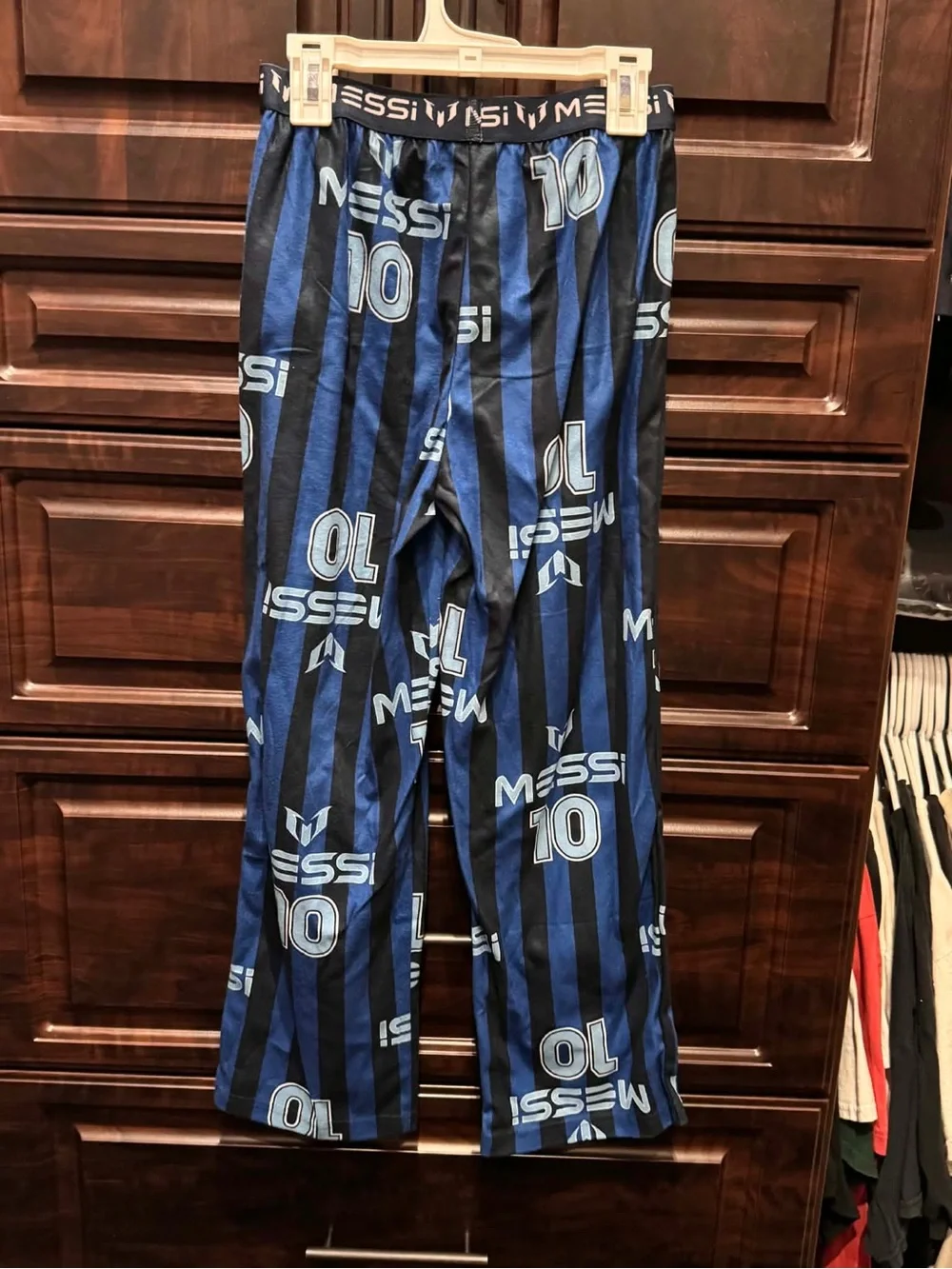 MESSI Blue & Black Striped Kids Pajama Pants BOYS MEDIUM